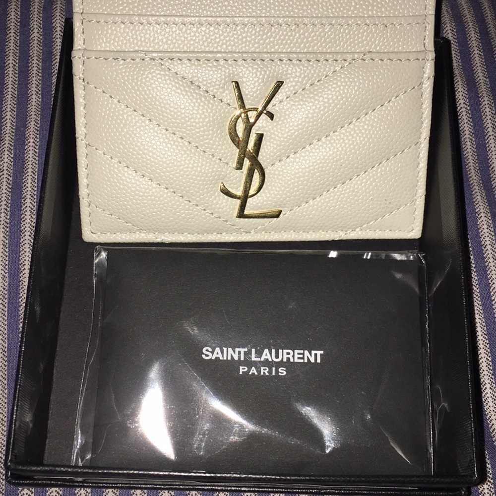 Ysl card case cream